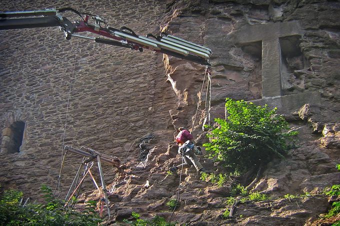 Hangsicherung, Bohren, Einbau von Ankern